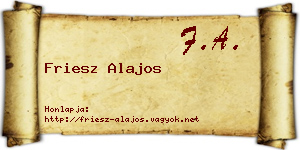 Friesz Alajos névjegykártya
